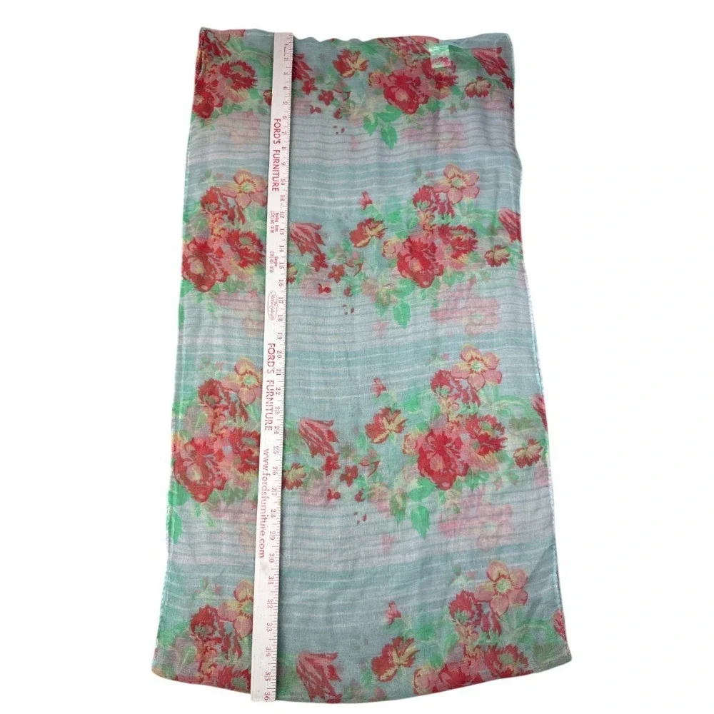 Turquoise Pink Floral‎ Infinity Scarf 100% Polyester 19x36